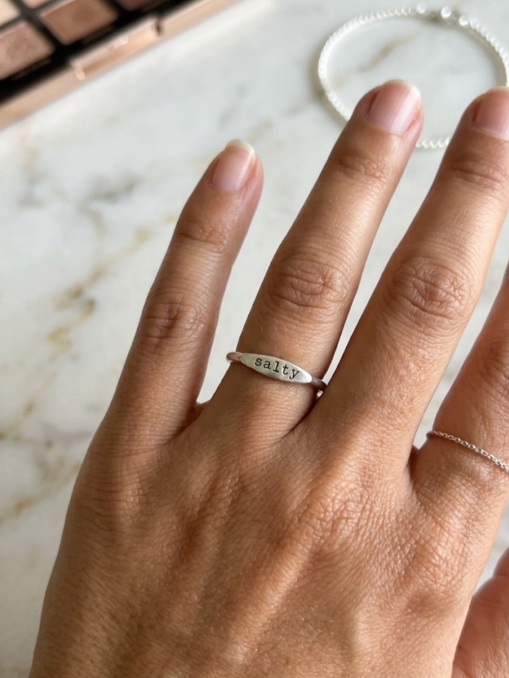 Sterling Silver 'Salty' Text Ring - Pura Vida